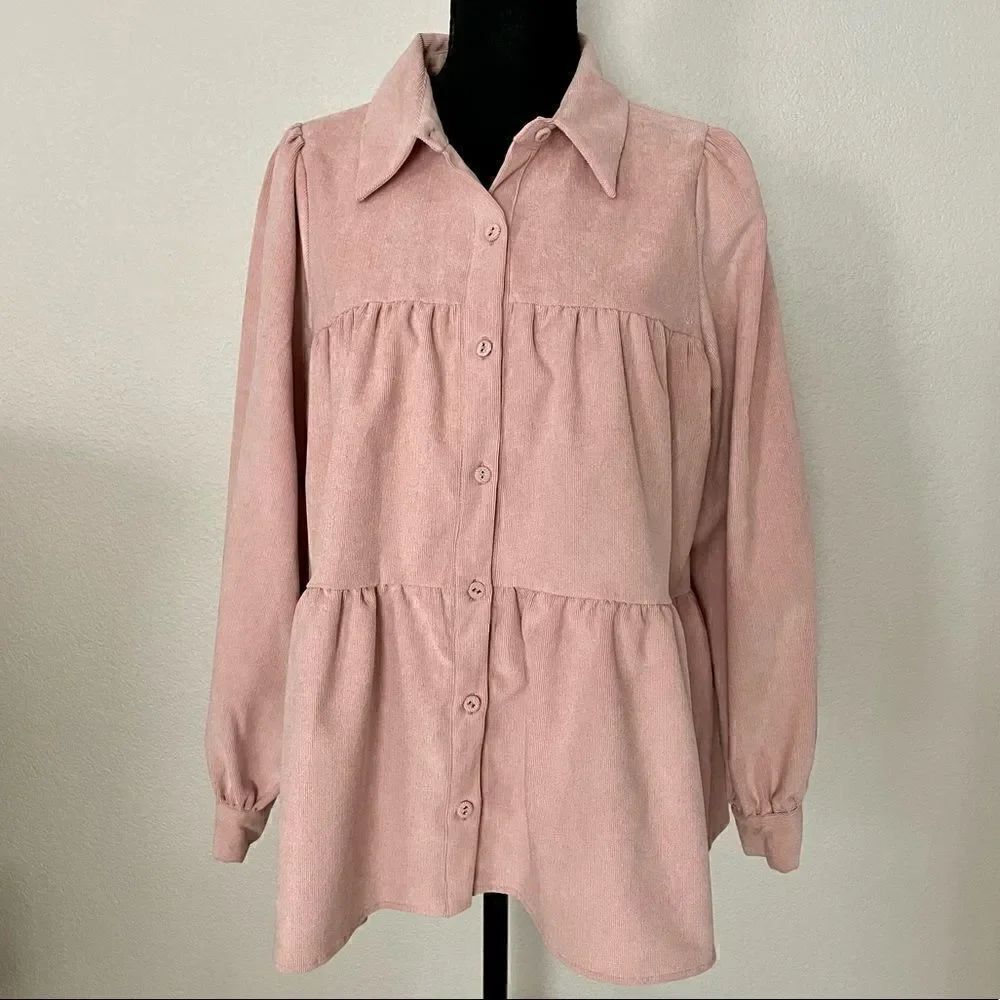NWT Zara Tiered Corduroy Shirt